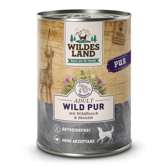 Wildes Land Boite Adult Gibier PUR Huile de carthame 6x400g