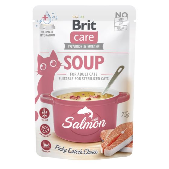 Brit Care Cat Feline Adult Soup with Salmon 15x75gr