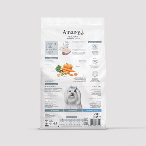Amanova Dog Mini White Hair Low Grain Poisson 7kg