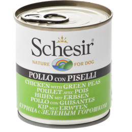 Schesir Dog Food, Chicken and Peas, 285g tin