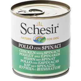 Schesir Dog Food, Chicken & Spinach, 285g tin