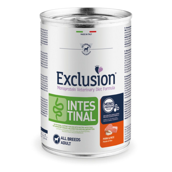 Exclusion Dog VET Intestinal Adult All Br Pork 24x400g