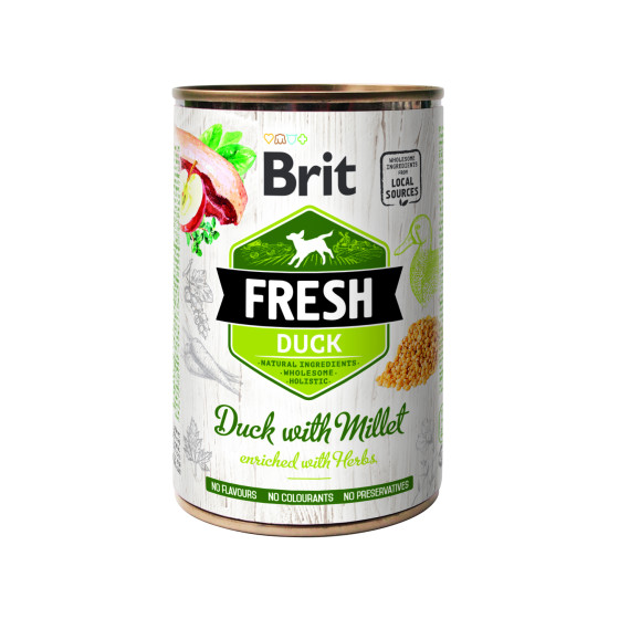 Brit Fresh Dog Boite Canard avec Millet  6x400gr