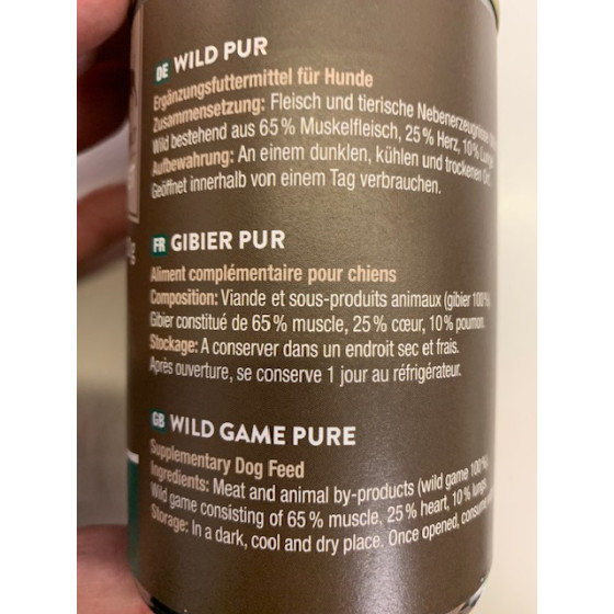 BePure Dog Organic Wild Box 12x400gr
